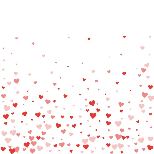 Valentine Hearts Flying Falling Floating Red Hearts Scattered White Background — Stock Vector