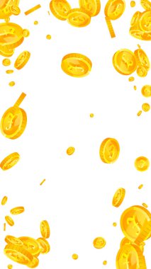 British pound coins falling. Scattered gold GBP coins.  United Kingdom money. Global financial crisis concept. Vector illustration.