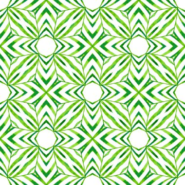 Tekstil hazır harika baskı, mayo kumaş, duvar kağıdı, ambalaj. Yeşil mükemmel boho şık yaz tasarımı. Suluboya, kiremit sınırını tekrarlıyor. Mayo tasarımını tekrarla.
