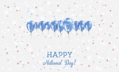Federated States Of Micronesia Independence Day Sparkling Patriotic Poster. Row of Balloons in Colors of the Micronesian Flag. Greeting Card with National Flags, Confetti and Stars. clipart