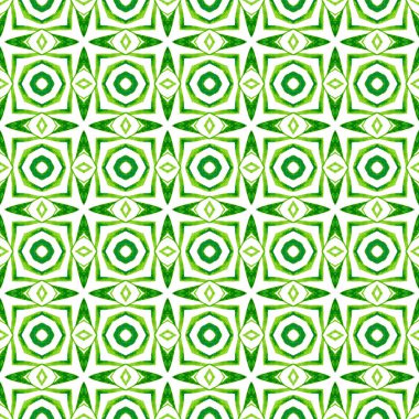Ethnic hand painted pattern. Green splendid boho chic summer design. Textile ready decent print, swimwear fabric, wallpaper, wrapping. Watercolor summer ethnic border pattern. clipart