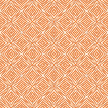 Dokulu çizgili desen. Turuncu simetrik kaleydoskop arka planı. Moda desenli şerit tasarımı. Tekstil hazır harika baskı, mayo kumaş, duvar kağıdı, ambalaj..