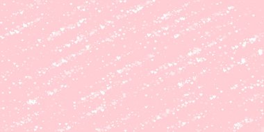 Düşen kalpler sevgililer günü kartı şablonu. Beyaz kalpler pembe arka plana saçılmış. Kaotik düşen kalpler vektör illüstrasyonu.