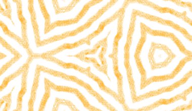 Sembol çizgileri tasarımı. Sarı simetrik kaleydoskop arka planı. Tekstil hazır, kayda değer baskı, mayo kumaş, duvar kağıdı, ambalaj. Geometrik sembol çizgileri deseni.