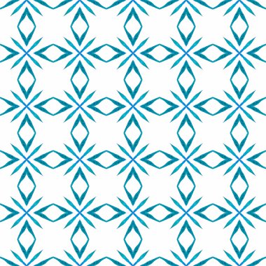 Exotic seamless pattern. Blue delicate boho chic summer design. Summer exotic seamless border. Textile ready fair print, swimwear fabric, wallpaper, wrapping. clipart