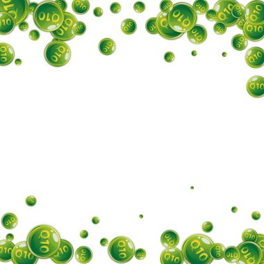 Q10 vitamini yuvarlak kapsülleri rastgele dağılmış. Güzellik ve beslenme cilt bakımı. Temel vitamin vektör illüstrasyonu. Refah kavramı.