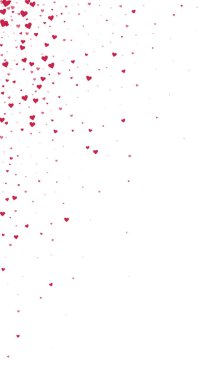 Serpiştirilmiş kalpler sevgililer günü şablonu. Kırmızı kalpler beyaz arka plana saçılmış. Kutlama serpiştirilmiş kalp vektör illüstrasyonu.