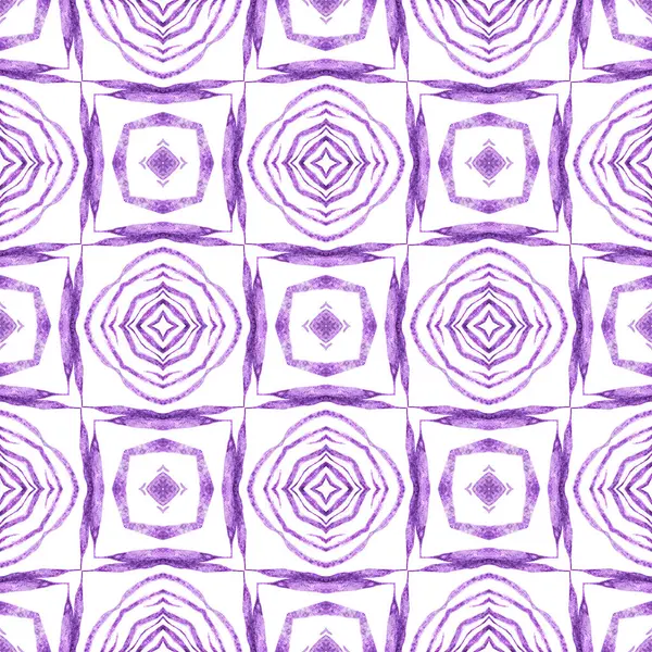 纺织现成有趣的印刷品 泳衣面料 包装材料 紫色波赫时髦夏装设计 夏天奇异无缝的边界 异国无缝模式 — 图库照片