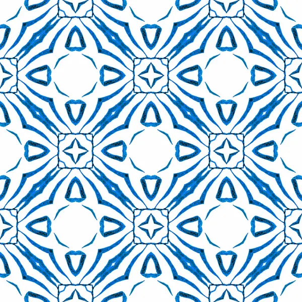 Ikat Повторяет Дизайн Купальников Синий Гранд Шикарного Летнего Дизайна Акварель — стоковое фото