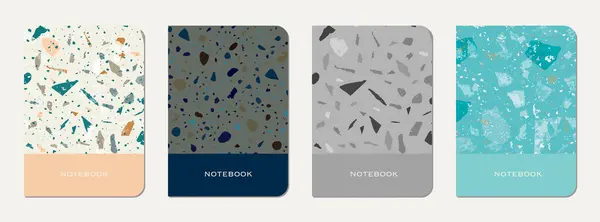 Notepad Cover Design Terrazzo Abstract Background Made Natural Stones Granite — Stock Vector