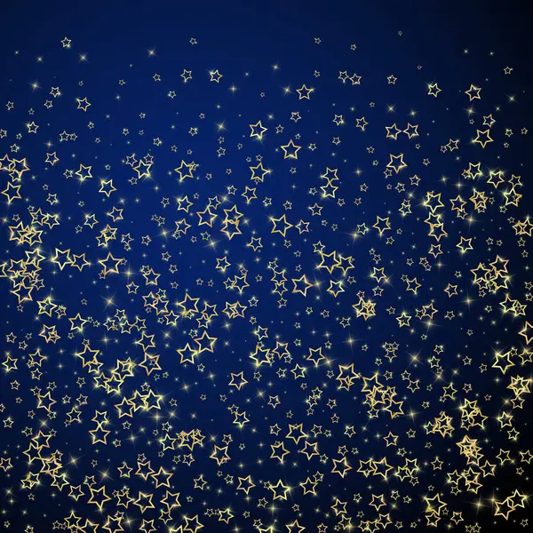 Gold Sparkling Star Confetti Chaotic Dreamy Childish Overlay Template Festive — Stock Vector