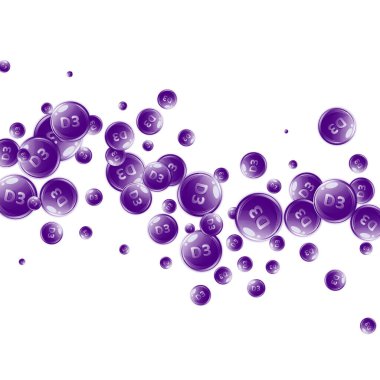 D3 vitamini yuvarlak kapsülleri. Güzellik ve beslenme cilt bakımı. Sağlık konsepti. Temel vitamin vektör illüstrasyonu. 