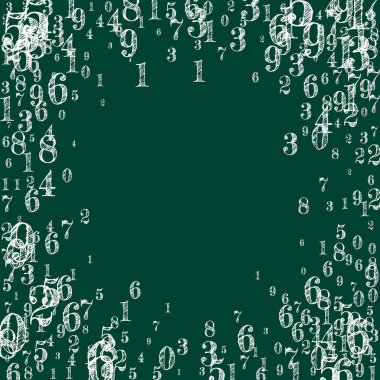 Düşen sayılar. Uçan parmaklarla matematik çalışma konsepti. Tahta arka planda matematik afişi var. Düşen sayılar vektör illüstrasyonu.