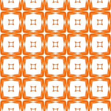 Döşemeli suluboya arka plan. Turuncu harika boho şık yaz tasarımı. Elle boyanmış suluboya kenar. Tekstil hazır nefes kesici baskı, mayo kumaş, duvar kağıdı, ambalaj..