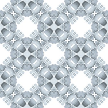 Yeşil geometrik sembolün suluboya sınırı. Siyah beyaz boho şık yaz tasarımı. Tekstil hazır sanat baskısı, mayo kumaşı, duvar kağıdı, ambalaj. Sembol suluboya deseni.