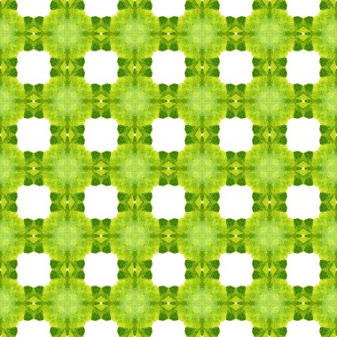 Mozaik kusursuz desen. Yeşil egzotik boho şık yaz tasarımı. El çizimi yeşil mozaik pürüzsüz sınır. Tekstil hazır baskı, mayo kumaş, duvar kağıdı, ambalaj..