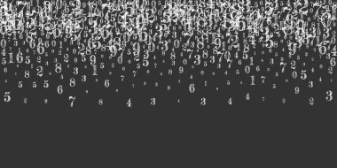 Düşen sayılar. Uçan parmaklarla matematik çalışma konsepti. Tahta arka planda matematik afişi var. Düşen sayılar vektör illüstrasyonu.