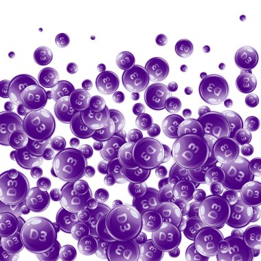 D3 vitamini yuvarlak kapsülleri. Güzellik ve beslenme cilt bakımı. Temel vitamin vektör illüstrasyonu. Sağlıklı yaşam konsepti.