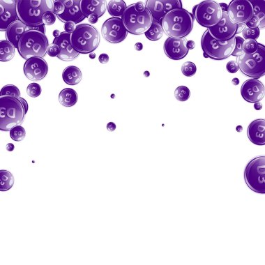 D3 vitamini yuvarlak kapsülleri. Güzellik ve beslenme cilt bakımı. Temel vitamin vektör illüstrasyonu. Refah kavramı.