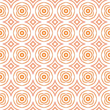 Mozaik kusursuz desen. Turuncu inanılmaz boho şık yaz tasarımı. El çizimi yeşil mozaik pürüzsüz sınır. Tekstil hazır büyüleyici baskı, mayo kumaş, duvar kağıdı, ambalaj..