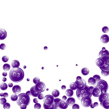 D3 vitamini yuvarlak kapsülleri. Güzellik ve beslenme cilt bakımı. Temel vitamin vektör illüstrasyonu. Sağlıklı yaşam konsepti.