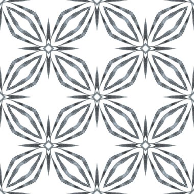Tekstil hazır güzel baskı, mayo kumaş, duvar kağıdı, ambalaj. Siyah ve beyaz müthiş boho şık yaz tasarımı. Mozaik kusursuz desen. El çizimi yeşil mozaik pürüzsüz sınır.