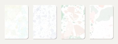 Not defteri kapağı tasarımı. Doğal taşlar, granit, kuvars ve mermerden yapılmış terrazzo soyut arka plan. Venedik terrazzo dokusu şablonu.