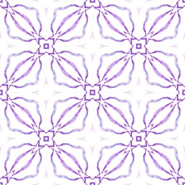 Medallion seamless pattern. Purple exquisite boho chic summer design. Watercolor medallion seamless border. Textile ready extraordinary print, swimwear fabric, wallpaper, wrapping. clipart
