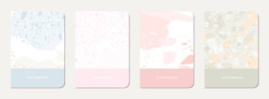 Broşür kapağı tasarımı. Doğal taşlar, granit, kuvars ve mermerden yapılmış terrazzo soyut arka plan. Venedik Terrazzo Doku Broşürü.