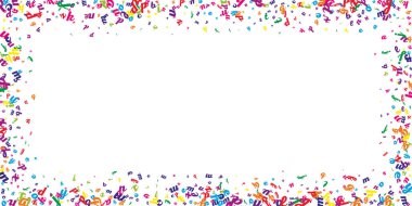 Okul not defteri kapağı. Latin alfabesinin renkli yüzen harfleri. Yabancı diller öğrenim kavramı. Beyaz arkaplanda okul afişine geri dön.