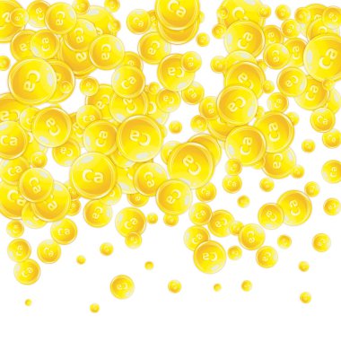 Kalsiyum kaotik haplar. Güzellik ve beslenme cilt bakımı. Temel vitamin vektör illüstrasyonu. Refah kavramı.