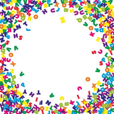 Okul geçmişi kavramı. İngilizce 'nin renkli çocuksu harfleri. Yabancı diller öğrenim kavramı. Okula dönüş afişi .