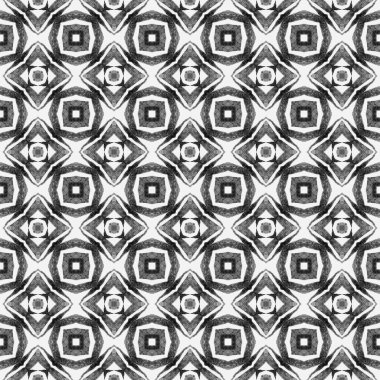 Tekstil hazır yaratıcı baskı, mayo kumaş, duvar kağıdı, ambalaj. Siyah ve beyaz sanatsal boho şık yaz tasarımı. El çizimi yeşil mozaik pürüzsüz sınır. Mozaik pürüzsüz desen.