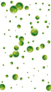 B12 vitamini pasaklı yuvarlak haplar. Güzellik ve beslenme cilt bakımı. Sağlık konsepti. Tıbbi ve bilimsel geçmiş. 