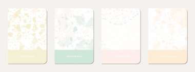 Not defteri kapağı tasarımı. Doğal taşlar, granit, kuvars ve mermerden yapılmış terrazzo soyut arka plan. Venedik terrazzo doku dizüstü bilgisayar kapağı şablonu.