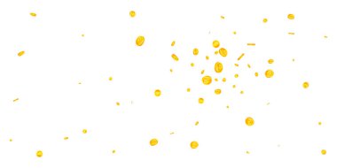 Rus rublesi düşüyor. Dağınık altın paralar. Rusya parası. Küresel finansal kriz konsepti. Geniş vektör illüstrasyonu.