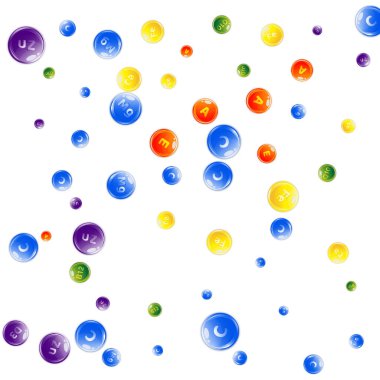 Vitamin ve mineral kompleksi. Multivitamin takviyesi. Renkli, dağınık haplar. Güzellik ve beslenme cilt bakımı. Sağlık konsepti. Tıbbi ve bilimsel geçmiş. 