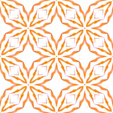 Madalyon pürüzsüz desen. Turuncu zarif boho şık yaz tasarımı. Tekstil hazır muhteşem baskı, mayo kumaş, duvar kağıdı, ambalaj. Suluboya madalyonu, kusursuz sınır.