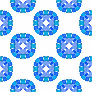 Tekstil hazır harika baskı, mayo kumaş, duvar kağıdı, ambalaj. Mavi zarif boho şık yaz tasarımı. Organik fayans. Moda organik yeşil kenar.