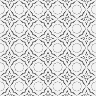 Tekstil hazır büyüleyici baskı, mayo kumaş, duvar kağıdı, ambalaj. Siyah ve beyaz şık boho şık yaz tasarımı. Suluboya, kiremit sınırını tekrarlıyor. Mayo tasarımını tekrarla.