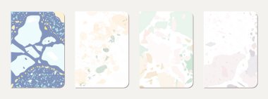 Not defteri kapağı tasarımı. Doğal taşlar, granit, kuvars ve mermerden yapılmış terrazzo soyut arka plan. Venedik terrazzo dokusu not defteri kapağı şablonu.