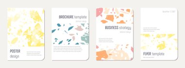 Okul günlüğü kapağı tasarımı. Doğal taşlar, granit, kuvars ve mermerden yapılmış terrazzo soyut arka plan. Venedik terrazzo doku okul günlüğü şablonu.