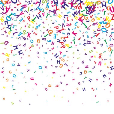 Okul geçmişi kavramı. İngilizce 'nin renkli çocuksu harfleri. Yabancı diller öğrenim kavramı. Beyaz arkaplanda okul afişine geri dön.