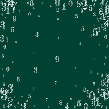 Düşen sayılar. Uçan parmaklarla matematik çalışma konsepti. Tahta arka planda matematik afişi var. Düşen sayılar vektör illüstrasyonu.