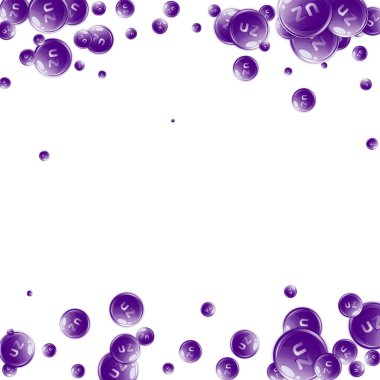 Çinko yuvarlak kapsüller rastgele dağılmış. Güzellik ve beslenme cilt bakımı. Sağlık konsepti. Tıbbi ve bilimsel geçmiş. 