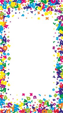 Okul not defteri kapağı. Latin alfabesinin renkli yüzen harfleri. Yabancı diller öğrenim kavramı. Okula dönüş afişi .