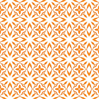 Tekstil hazır baskı, mayo kumaş, duvar kağıdı, ambalaj. Portakal büyüleyici boho şık yaz tasarımı. Elle boyanmış suluboya kenar. Döşemeli suluboya arkaplan.