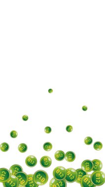 B12 vitamini pasaklı yuvarlak haplar. Güzellik ve beslenme cilt bakımı. Sağlıklı yaşam konsepti. Tıbbi ve bilimsel geçmiş. 