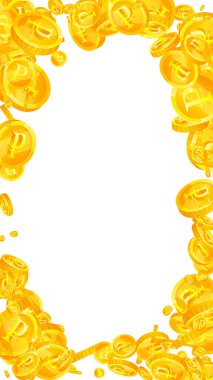 Russian ruble coins falling. Scattered gold RUB coins. Russia money. Global financial crisis concept. Vector illustration.