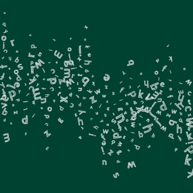 Dağınık Latin alfabesi harfleri. İngiliz dilinin renkli yüzen karakterleri. Yabancı diller öğrenim kavramı. Okula dönüş afişi .